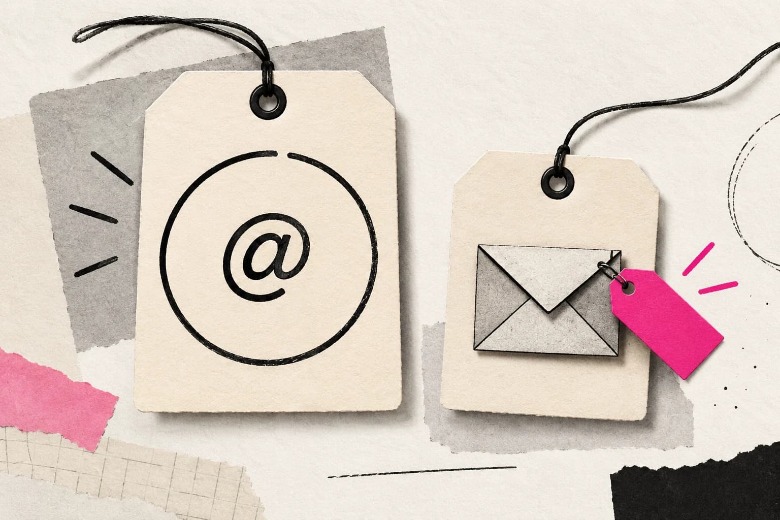 Separate illustrated tags represent profile entry and an optional purchase.